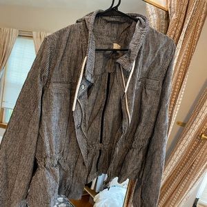 LOFT blue and white stripe jacket in size large